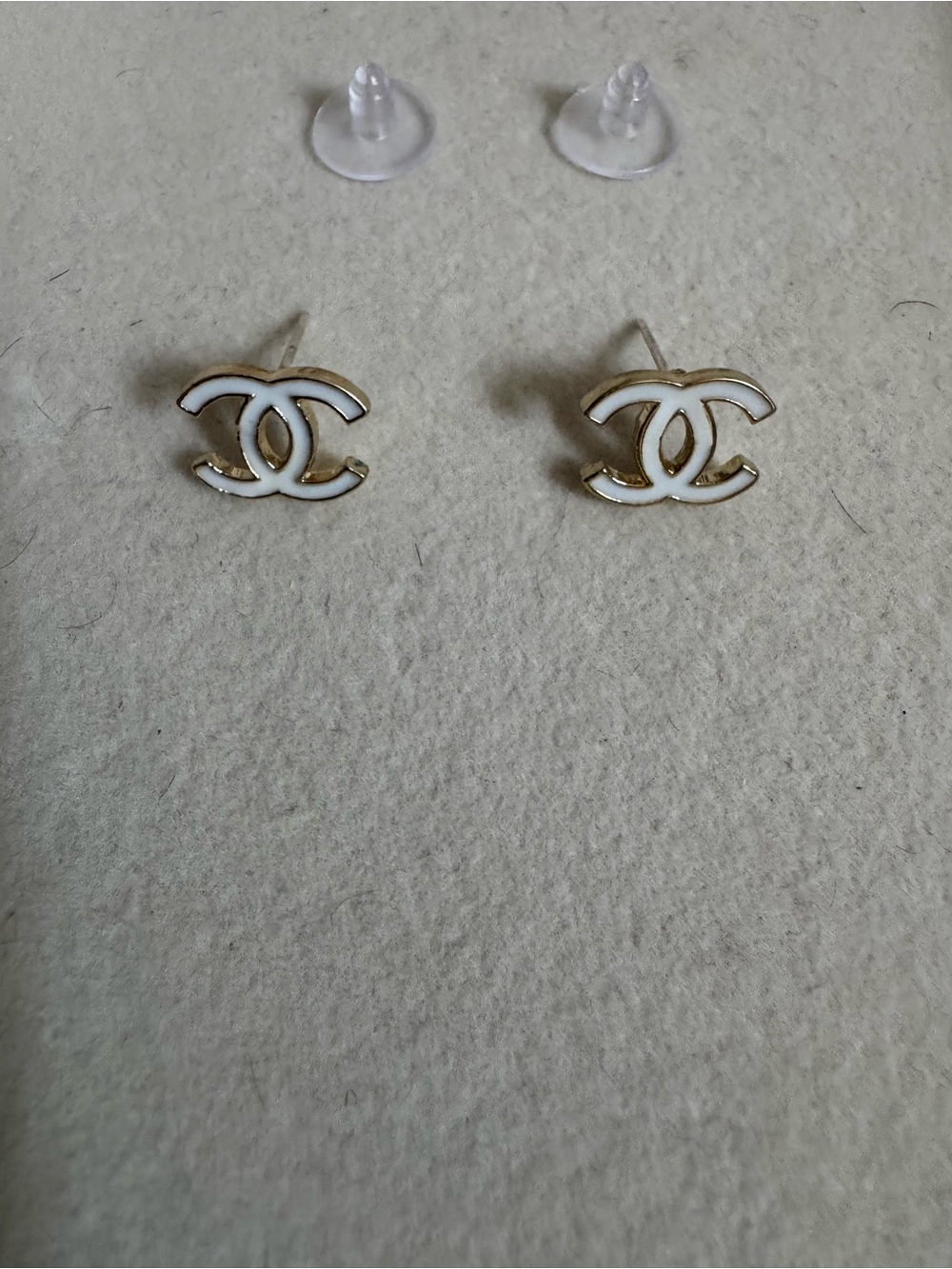 White & Gold Tiny Stud Earrings